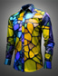 cheap Men&#039;s Printed Shirts-Color Block Colorful Artistic Men&#039;s Shirt Daily Wear Going out Fall &amp; Winter Turndown Long Sleeve Black, Blue, Purple S, M, L 4-Way Stretch Fabric Shirt