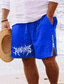 abordables Shorts pour hommes-Homme Short Short d&#039;été Short de plage Zippé Cordon Taille elastique Abstrait Confort Respirable Court du quotidien Vacances Sortie Mélange de Coton Hawaïen Décontractées Vert Véronèse Bleu Roi