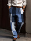 お買い得  グラフィックカジュアルパンツ-格子柄 ビジネス 男性用 3Dプリント スーツ パンツ アウトドア ストリート 仕事に着る ポリエステル ブルー オレンジ グリーン S M L ハイウエスト 弾性 パンツ