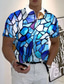 tanie Koszulki polo z nadrukiem-Kolorowy blok Kolorowy Męskie Abstrakcja Nadruk 3D Bluza polo Na zewnątrz Dzienne zużycie Streetwear Poliester Krótki rękaw Wieczorne Suwak Koszulki polo Niebieski Fioletowy Jesień S M L Średnio