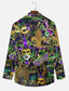 billiga Skjortor med tryck för män-karneval mask notera abstrakt herrskjorta dagligt slitage gå ut helgen höst&amp;amp; vinter turndown långärmad violett, svart s, m, l slubtyg