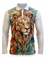 cheap Graphic Polo-Color Block Lion Men&#039;s Abstract Print 3D Outdoor Casual Daily Streetwear Polyester Long Sleeve Turndown Polo Shirts White Orange Fall &amp; Winter S M L Micro-elastic Lapel Polo