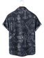 abordables Camisas hawaianas-Máquina Avión Casual Hombre Camisa Exterior Calle Casual Diario Otoño Cuello Vuelto Manga Corta Azul Marino Oscuro S M L Camisa