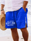 abordables Shorts pour hommes-Homme Short Short d&#039;été Short de plage Zippé Cordon Taille elastique Lettre Confort Respirable Court du quotidien Vacances Sortie Mélange de Coton Hawaïen Décontractées Vert Véronèse Bleu Roi
