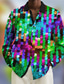 Недорогие Рубашка мужская с принтом-Карнавальная красочная повседневная мужская рубашка, повседневная одежда, осень на выходные на выход&amp;amp; зимняя отложная ткань с длинными рукавами красного, зеленого цвета S, M, L