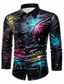 cheap Men&#039;s Printed Shirts-Christmas Dazzle color Casual Men&#039;s Shirt Daily Wear Going out Fall &amp; Winter Turndown Long Sleeve Black, Blue, Purple S, M, L 4-Way Stretch Fabric Shirt New Year