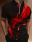 tanie Koszulki polo z nadrukiem-Gradient Męskie Codzienny 3D Nadruk Bluza polo Na zewnątrz Dzienne zużycie Streetwear Poliester Krótki rękaw Wieczorne Suwak Koszulki polo Czerwony Niebieski Jesień S M L Średnio elastyczny Polo z