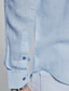 رخيصةأون قمصان الكتان الرجالية-رجالي قميص قميص كتان زر حتى القميص قميص غير رسمي أبيض أزرق أزرق سماوي كم طويل سهل ياقة مع زر سفلي ربيع &amp; الصيف فضفاض مناسب للبس اليومي ملابس جيب أمامي