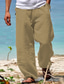 cheap Linen Pants-Men&#039;s Linen Pants Trousers Summer Pants Beach Pants Elastic Waist Wide Leg Straight Leg Plain Breathable Soft Yoga Casual Daily Fashion Streetwear Loose Fit Black White