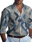 Недорогие Рубашка мужская с принтом-повседневная мужская рубашка с цветными блоками и геометрией, повседневная одежда, осень на выходные и выходной&amp;amp; зимняя отложная рубашка с длинными рукавами красного, синего, хаки s, m, l slub из