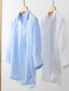 baratos camisas de linho masculinas-100% Linho Homens Camisa Social camisa de linho Camisa casual Branco Azul Meia-Manga Tecido Lapela Primavera &amp; Outono Casual Diário Roupa