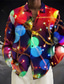 cheap Men&#039;s Christmas Shirt-Lanterns Casual Men&#039;s Shirt Daily Wear Going out Weekend Fall &amp; Winter Turndown Long Sleeve Gray+Purple, Burgundy, Blue S, M, L Slub Fabric Shirt