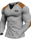 ieftine Tricouri casual pentru bărbați-Bărbați Tricou Cămașă Waffle Tee Top Tricou cu maneca lunga Bloc Culoare Steag Național În V Stradă Vacanță Manșon Lung Peteci Îmbrăcăminte Modă Designer De Bază