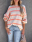 cheap Graphic shop Sweatshirts &amp; Hoodies-Women&#039;s Shirt Blouse Fashion Striped Print Long Sleeve Regular Tops Round Neck Casual Yellow Pink Blue Purple Spring &amp;  Fall