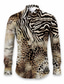 ieftine Cămăși pentru bărbați cu imprimeu-Leopard Model de blană de animal Abstract Bărbați Cămașă Purtare Zilnică Ieșire Toamna iarna Răsfrânt Manșon Lung Galben, Roz Îmbujorat, Roșu-aprins S, M, L Țesătură cu 4 căi Cămașă