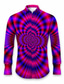 cheap Men&#039;s Printed Shirts-Optical Illusion Abstract Men&#039;s Shirt Daily Wear Going out Fall &amp; Winter Turndown Long Sleeve Red, Burgundy, Grape S, M, L 4-Way Stretch Fabric Shirt