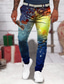 cheap Men&#039;s Plus Size Bottoms-Graffiti Business Abstract Men&#039;s 3D Print Dress Pants Pants Trousers Outdoor Daily Wear Streetwear Polyester Navy Blue Blue Purple S M L Medium Waist Elasticity Pants