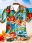 Недорогие Гавайские рубашки-Цветочный принт Гавайский На каждый день Муж. Рубашка на открытом воздухе Для улицы На каждый день Осень кубинский воротник С короткими рукавами Синий S M L Рубашка