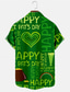 cheap Men&#039;s Printed Shirts-Heart Letter Casual Men&#039;s Shirt Daily Wear Going out Weekend Autumn / Fall Turndown Short Sleeves Dark Green, Green S, M, L 4-Way Stretch Fabric Shirt St. Patrick