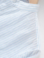 お買い得  メンズリネンシャツ-リネン100％ 男性用 シャツ リネンシャツ カジュアルシャツ ブルー 長袖 縞柄 スタンドカラー 春 &amp; 秋 カジュアル 日常 衣類