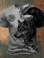 billige T-shirt med tryk til mænd-Grafisk Ulv Viking Mode Retro / vintage Klassisk Herre 3D-udskrivning T-shirt Henley-skjorte Sport &amp; Udendørs Ferie I-byen-tøj T-shirt Blå Grøn Kakifarvet Kortærmet Henley Skjorte Forår sommer Tøj S