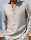 Χαμηλού Κόστους ανδρικά λινά πουκάμισα-Ανδρικά Πουκάμισο λινό πουκάμισο Πουκάμισο παραλίας Λευκό Θαλασσί Σκούρο γκρι Μακρυμάνικο Σκέτο Πέτο Άνοιξη &amp; Χειμώνας Causal Καθημερινά Ρούχα