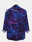 billiga Skjortor med tryck för män-geometri abstrakt herrskjorta dagligt slitage gå ut helgen höst&amp;amp; vinter turndown långärmad violett, blå s, m, l slub tyg skjorta