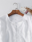رخيصةأون قمصان الكتان الرجالية-100% كتان رجالي قميص قميص كتان قميص غير رسمي أبيض كم طويل سهل رقبة عالية مدورة ربيع &amp; الصيف فضفاض مناسب للبس اليومي ملابس