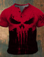 cheap Men&#039;s Graphic Tshirts-Graphic Skull Viking Fashion Retro Vintage Classic Men&#039;s 3D Print T shirt Tee Henley Shirt Sports Outdoor Holiday Going out T shirt White Red Blue Short Sleeve Henley Shirt Spring &amp; Summer Clothing