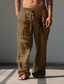 cheap Casual Pants-Men&#039;s Vintage Antelope Linen Pants Pants Trousers Mid Waist Outdoor Daily Wear Streetwear Fall &amp; Winter Regular Fit