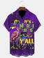 cheap Men&#039;s Printed Shirts-Carnival Flamingo Letter Mask Artistic Men&#039;s Shirt  Daily Wear Going out Autumn / Fall Turndown Short Sleeves Purple S, M, L 4-Way Stretch Fabric