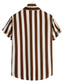 cheap Men&#039;s Casual Shirts-Stripe Casual Men&#039;s Shirt Daily Wear Going out Weekend Autumn / Fall Turndown Short Sleeves Black, Yellow, Pink S, M, L 4-Way Stretch Fabric Shirt