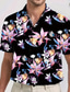 billiga Tropiska skjortor-Blommig Ledigt Herr Skjorta Utomhus Gata Ledigt / vardag Höst Nedvikt Kortärmad Svart S M L Skjorta
