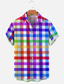 cheap Men&#039;s Printed Shirts-Plaid Rainbow LGBT Casual Men&#039;s Shirt Daily Wear Going out Weekend Autumn / Fall Turndown Short Sleeves Rainbow S, M, L 4-Way Stretch Fabric Shirt