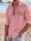 cheap Men&#039;s Casual Shirts-Men&#039;s Polyester Linen Shirt Linen Shirt Letter Print Long Sleeve Lapel Black, White, Pink Shirt Outdoor Daily Vacation