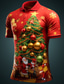 tanie męska świąteczna koszulka polo-Święty Mikołaj Męskie Codzienny 3D Nadruk polo golfowe Na zewnątrz Dzienne zużycie Streetwear Poliester Krótki rękaw Wieczorne Koszulki polo Żółty Wino Jesień S M L Polo z klapami