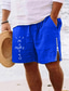 baratos Calções para Homem-Homens Calção Shorts de verão Shorts de praia Zíper Com Cordão Cintura elástica Letra Conforto Respirável Curto Diário Feriado Para Noite Misto de Algodão Havaiana Casual Verde Tropa Azul Real
