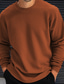 abordables T-shirts décontractés pour hommes-Homme T shirt Tee T-shirt en tricot gaufré T-shirt Chemise à manches longues Plein Col Ras du Cou Plein Air Vacances manche longue Vêtement Tenue Mode Design basique