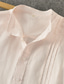 baratos camisas de linho masculinas-100% Linho Pregueado Homens Camisa Social camisa de linho Camisa casual Branco Rosa Manga Longa Tecido Colarinho Chinês Primavera &amp; Outono Casual Diário Roupa
