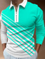 tanie Koszulki polo z nadrukiem-Prążki Geometria Męskie Codzienny 3D Nadruk Bluza polo polo golfowe Na zewnątrz Codzienne Streetwear Poliester Długi rękaw Wieczorne Suwak Koszulki polo Żółty Czerwony Jesień i zima S M L Średnio