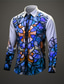 cheap Men&#039;s Printed Shirts-Color Block Colorful Artistic Men&#039;s Shirt Daily Wear Going out Fall &amp; Winter Turndown Long Sleeve Yellow, Blue, Purple S, M, L 4-Way Stretch Fabric Shirt