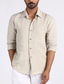 cheap Men&#039;s Linen Shirts-Men&#039;s Shirt Linen Shirt Button Up Shirt Casual Shirt Khaki Long Sleeve Plain Lapel Spring &amp;  Fall Casual Daily Clothing Apparel Pocket