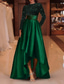 cheap Cocktail Dresses-A-Line Cocktail Dresses Sparkle Dress Wedding Guest Asymmetrical Long Sleeve Jewel Neck Satin with Sequin Derby Dresses 2025
