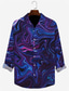 cheap Men&#039;s Printed Shirts-Geometry Abstract Men&#039;s Shirt Daily Wear Going out Weekend Fall &amp; Winter Turndown Long Sleeve Violet, Blue S, M, L Slub Fabric Shirt