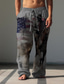ieftine pantaloni imprimati-Steagul american Epocă Bărbați Imprimare 3D Pantaloni În aer liber Stradă Ieșire Poliester Alb Maro Verde S M L Talie medie Elasticitate Pantaloni