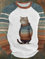 cheap Graphic Hoodies-Animal Cat Men&#039;s Daily 3D Print Sweatshirt Holiday Going out Streetwear Sweatshirts Blue Long Sleeve Crew Neck Print Spring &amp;  Fall Designer Hoodie Sweatshirt