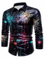 cheap Men&#039;s Printed Shirts-Dazzle color Casual Men&#039;s Shirt Daily Wear Going out Fall &amp; Winter Turndown Long Sleeve Black, Blue, Purple S, M, L 4-Way Stretch Fabric Shirt New Year