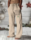 cheap Printed Pants-Ugly Christmas Men&#039;s Vintage Christmas Tree Letter Merry Christmas Pants Trousers Mid Waist Daily Wear Vacation Going out Spring Fall Regular Fit