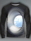cheap Men&#039;s Graphic Tshirts-Graphic Optical Illusion Visual Deception Daily Outdoor Casual Men&#039;s 3D Print Party Casual Holiday T shirt Black Long Sleeve Crew Neck Shirt Spring &amp;  Fall Clothing Apparel Normal S M L XL XXL XXXL