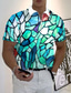 tanie Koszulki polo z nadrukiem-Kolorowy blok Kolorowy Męskie Abstrakcja Nadruk 3D Bluza polo Na zewnątrz Dzienne zużycie Streetwear Poliester Krótki rękaw Wieczorne Suwak Koszulki polo Niebieski Fioletowy Jesień S M L Średnio